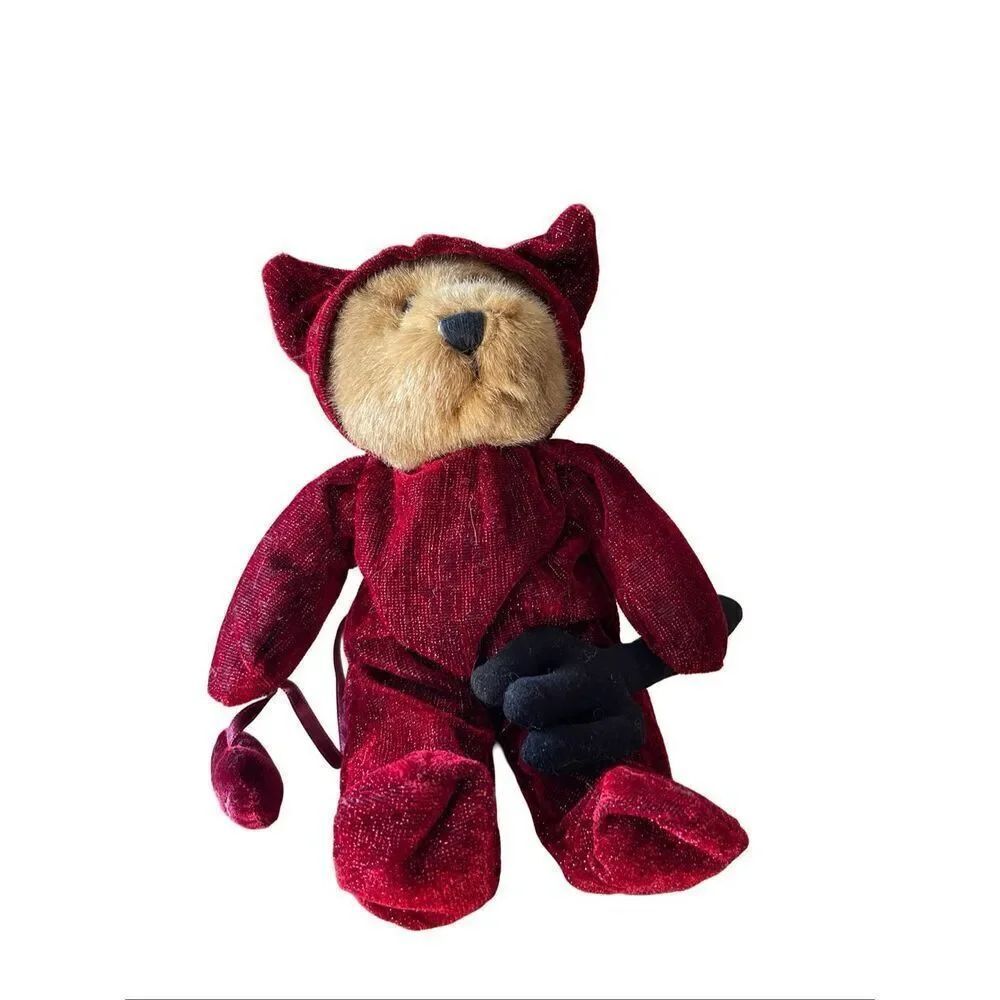 Dakin Red Brown Halloween Devil Bear Plush Stuffed Animal 11"